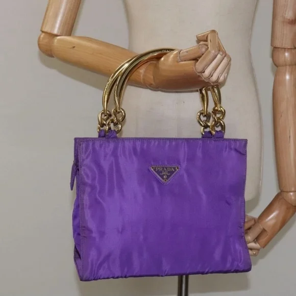 RARE PRADA Purple & Gold Nylon Vintage Handbag / Purse  (EUC) - Picture 15 of 16